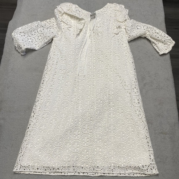 Lilly Pulitzer Dress Small Resort White Floral Eyelet Lace Ruffle Primm Dainty - Picture 10 of 11